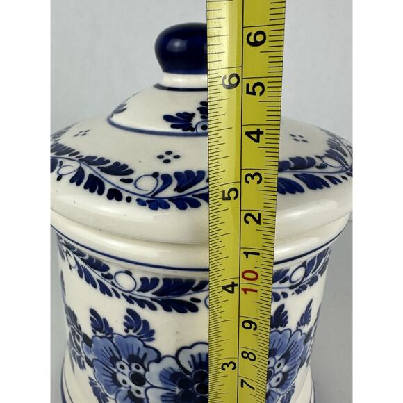 Delft Blue & White Ginger Jar 6.25" Floral Design Hollander Hand Painted - Picture 3 of 10